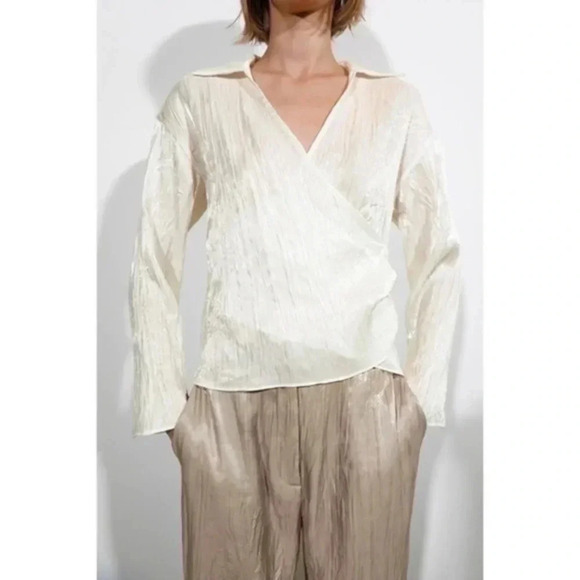 Zara wrinkle satin effect blouse  7969/258 - Picture 1 of 8